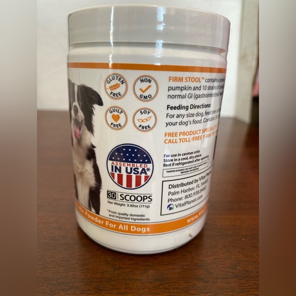 Vital Planet Firm Stool Pumpkin And Probiotic Powder For All Dogs 3.9oz  111g - Picture 2 of 7
